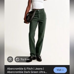 Abercrombie & Fitch Women's Straight Leg Curve Love Jeans - Dark Green